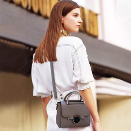 NICOLE & DORIS Women Small Crossbody Shoulder Bag,Trendy Soft Leather Saddle Bags Flip Square Bag Lovely Slant Bag for Girls Dark Gray