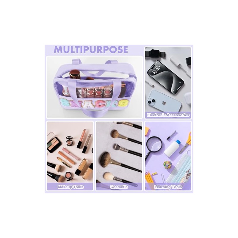 TESAFNG - Bolsa transparente de chenilla, con asas de PVC