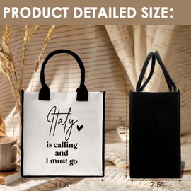 ONDTOM Italy Travel Gifts Bag, Italy Lover Gifts, Simple Modern Beach Bag, Birthday Christmas Retirement Gifts for Women, Reusable Grocery Shopping Bags-A23