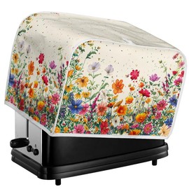 Daulesho Colorful Flower Bushes Toaster Cover 2|4 Slice, Cartoon Daisy Dahlia Kitchen Small Appliance Cover Watercolor Pastoral Style Dust and Fingerprint Protection, Machine Washable -L