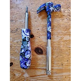 New FLORAL Tool Set for Ladies Girls Women- HAMMER WITH SCREW DEIVER SET IN HANDLE AND 6 IN 1 SCREW DRIVER-with Free Tool Belt (Ten Dollar Value)-GREAT FOR BIRTHDAY, MOTHER'S DAY,EASTER