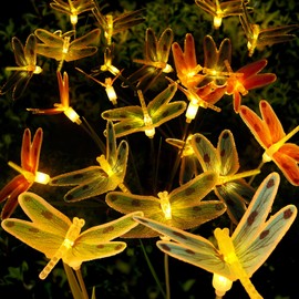 Anordsem Solar Dragonfly Lights Outdoor: Garden Light Waterproof for Yard Decorative Outside - LED Fairy Landscape Lighting Patio Path Decor 4 Pack - Gardening Gifts for Women Mom Grandma