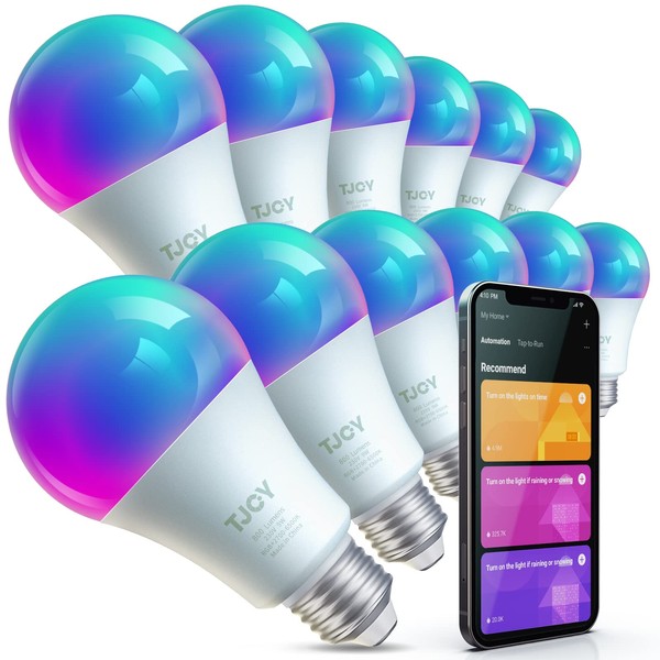 TJOY Alexa Smart Light Bulbs 12 Pack, WiFi Led Light Bulb Work with Alexa&Google Home, Dimmable RGB Color Changing 2700-6500K Smart App Control (2.4Ghz Only), A19 E26 9W (60W Equivalent) 800 Lumen…