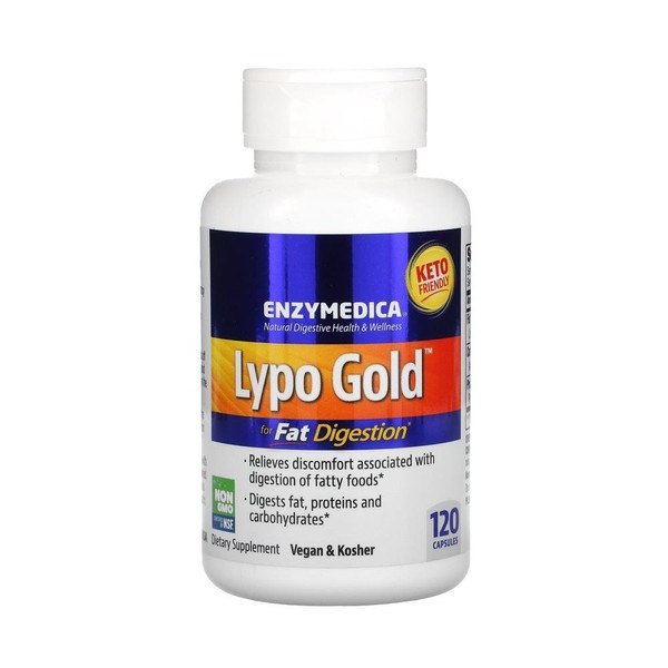 EnzyMedica Lipo Gold For Fat Digestion 120 Capsules / 엔자이메디카 리포 골드 지방 다이제션 120캡슐 Lypo Gold For Fat Digestion