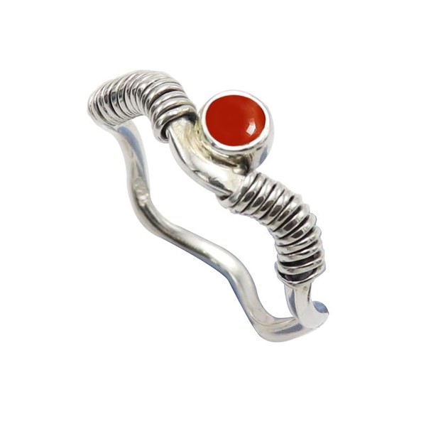 SILVERTROVE Cabochon Karneol-Edelstein-Bandring, Sterlingsilber, Bandring für Männer und Frauen, Bandring
