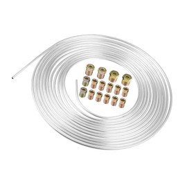 ACROPIX Curved Brake Line Tube Kit for Hydraulic Brake System and Transmission System with 16 Fittings 25ft 5mm Silver Tone 1 Piece