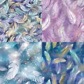 LZBRDY 24 Sheet 6"X6" Decorative Craft Paper Sheet Pads, Gentle Wings Feathers Patterns, 160GSM Junk Journal Single-Sided Scrapbook Paper, Scrapbooking Card Making Album Supplies