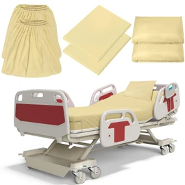 Moukeren 6 Pcs Hospital Bed Sheets for Home Use Extra Long Hospital Bed Fitted Sheets Sets 36 x 84 x 14 Inches Included Quilt Cover and Pillow Case (Beige)