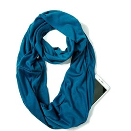 ELZAMA Infinity Loop Solid Color Scarf With Hidden Zipper Pocket For Women, Travel Neck Wrap