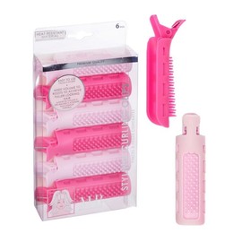 Expressions 6pc Styling Curling Clips - Easy-to-Use Dual-Purpose Hair Clips for Curling and Volumizing |Heat Resistant Hair Clip Set, Premium Quality Hair Accessories for Women (PINK)