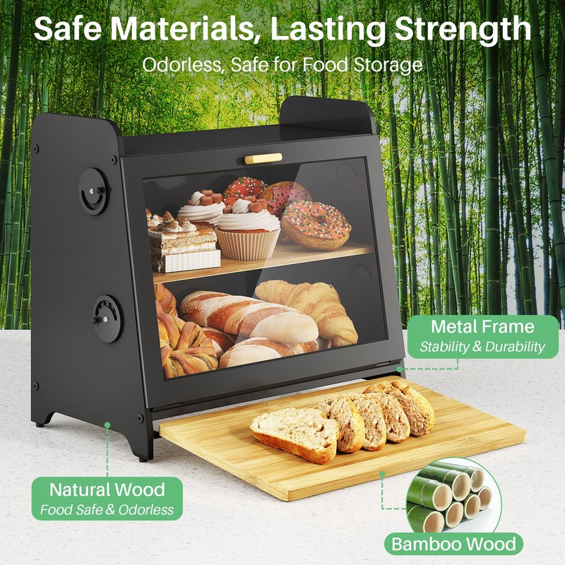 SNTD Bread Box for Kitchen Countertop, Airtight Homemade Bread Storage