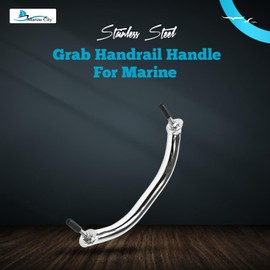 MARINE CITY Oval Tube Grab Bar Mount Handrail with Flange and Studs – Stainless Steel, 8-5/8 Inches Heavy Duty Mirror Polished Corrosion-Resistant Ideal for Boats & Yachts