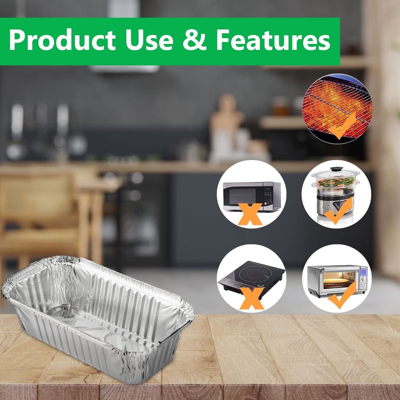 Homeshopa Aluminum Foil Trays Containers with Lids, 150 Pack Large