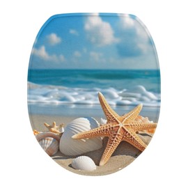 ZUXONGSY Starfish Toilet Cover Seat Sea Shell Oblong Toilet Seat Cover Warm Toilet Seat Cover Soft Toilet Seat Cover Bathroom Decoration Accessories