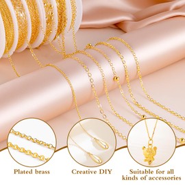 14 m 6 Rolls Link Chain Gold, Chains Make Your Own Set, Jewellery Making Set, Link Chain, Sold by the Metre, Gold Chain with Rings and Lobster Clasps for Necklaces, Bracelets, Jewellery Making