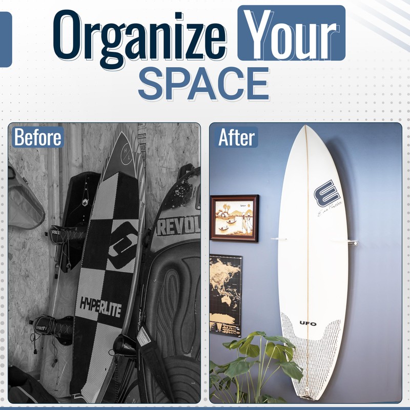 StoreYourBoard Floating Surfboard Wall Mount, Clear Acrylic Surf Board Display,