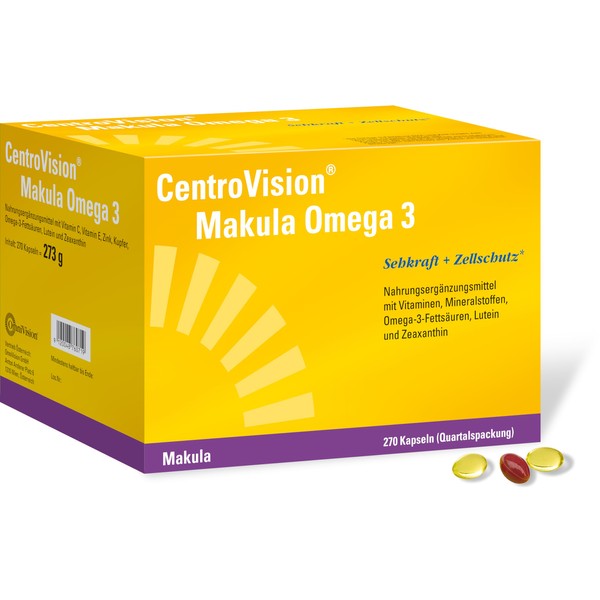 CentroVision Macula Omega 3 - To Maintain Normal Vision, Dietary Supplement for the Eyes with High DHA EPA Concentration and Essential Nutrients, Pack of 270