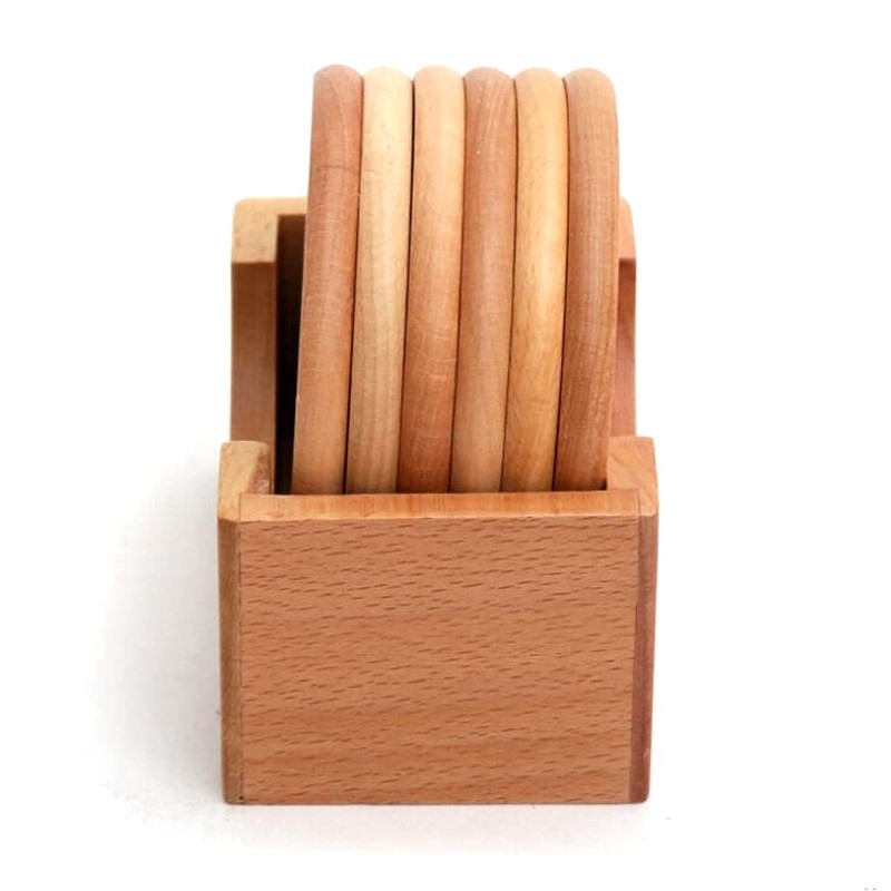 Ceylon Teabox Wooden Coasters Set with Holder for Drinks Set