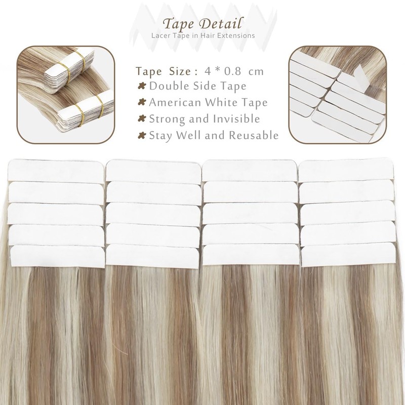 Lacer 18 INCH Tape Hair Extensions Human Hair 50 Grams