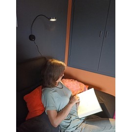 Dimmable LED Reading Lamps,Wall Mount Reading Lights for Bed Headboard,Flexible Gooseneck with Touch Dimmer Plug in Wired Sconce,3 Color Modes,10 Brightness Leves, 2A/5V USB Output,Black 1 Pack