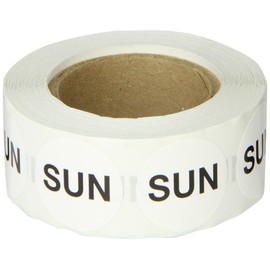 Tape Logic DL6561 Pre-Printed Days of The Week Inventory Circle Label, Legend "Sun", 1-Inch Diameter, White (Roll of 500)
