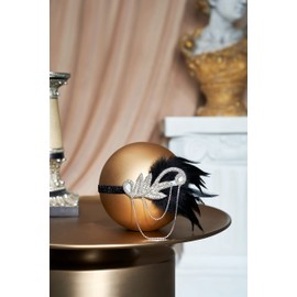 BABEYOND 1920s Flapper Headband Roaring 20s Great Gatsby Feather Headpiece Black