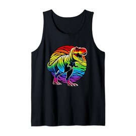 Rainbow T-Rex Tyrannosaurus Rex Rainbow Dinosaur Lovers Art Tank Top