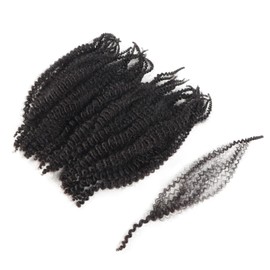 Human Hair Springy Afro Twist Kinky Curly Hair Extensions 100% Human Hair Bulk Twists Hair Braids Extension 50g Pack (1b, 14inch 50g)