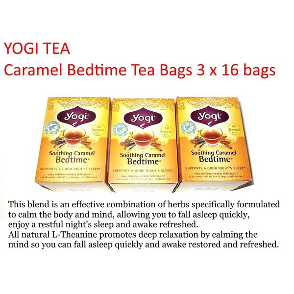 3 x 16 bags YOGI TEA Soothing Caramel Bedtime Herbal Tea Bags * Bed Time 48 Bags