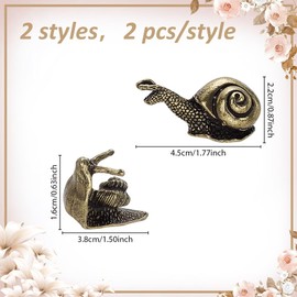 WEBEEDY 4 PCS Brass Snail Figurines 2 Sizes Gold Snail Statue Decor Garden Lawn Brass Mini Animal Ornament Vintage Snail Statues Decorative Table Home Decor Indoor Outdoor Landscape Statue Unique Gift