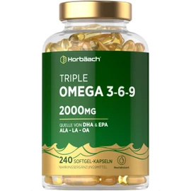 Horbaach Omega 3 6 9 Capsules High Dose 2000 mg | 240 Capsules | Source for DHA and EPA | Made of Fish Oil and Linseed Oil