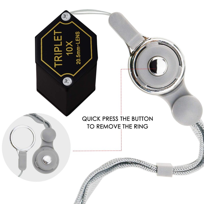 10x Magnifier Jewelry Loupe 20.5mm Triplet Lens Optical Glass Pocket