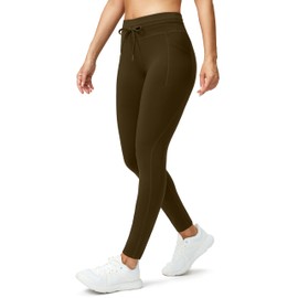 G Gradual Women's Fleece Lined Winter Leggings High Waisted Water Resistant Thermal Hiking Ski Pants for Women with Pockets(Brown,XL)