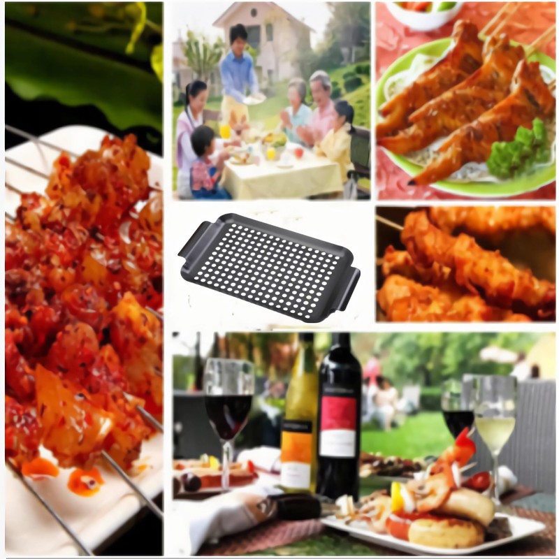 Non-Stick Barbecue Trays with Handle - Grill Topper Rectangular Grilling