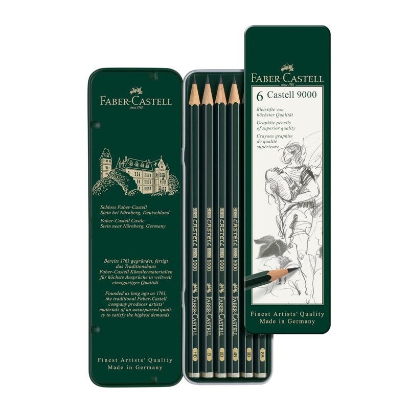 Faber-Castell 5 Piece Quality Water-Soluble Graphite Aquarelle Pencils in a