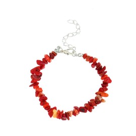 QLUYCKW Crystals Chip Bracelets for Women Natural Gemstone Healing Crystal Stretch Bracelets Colorful Gravel Bead Bracelets Irregular Chips Beads Bracelet Reiki Beaded Bracelets Gifts (Red)