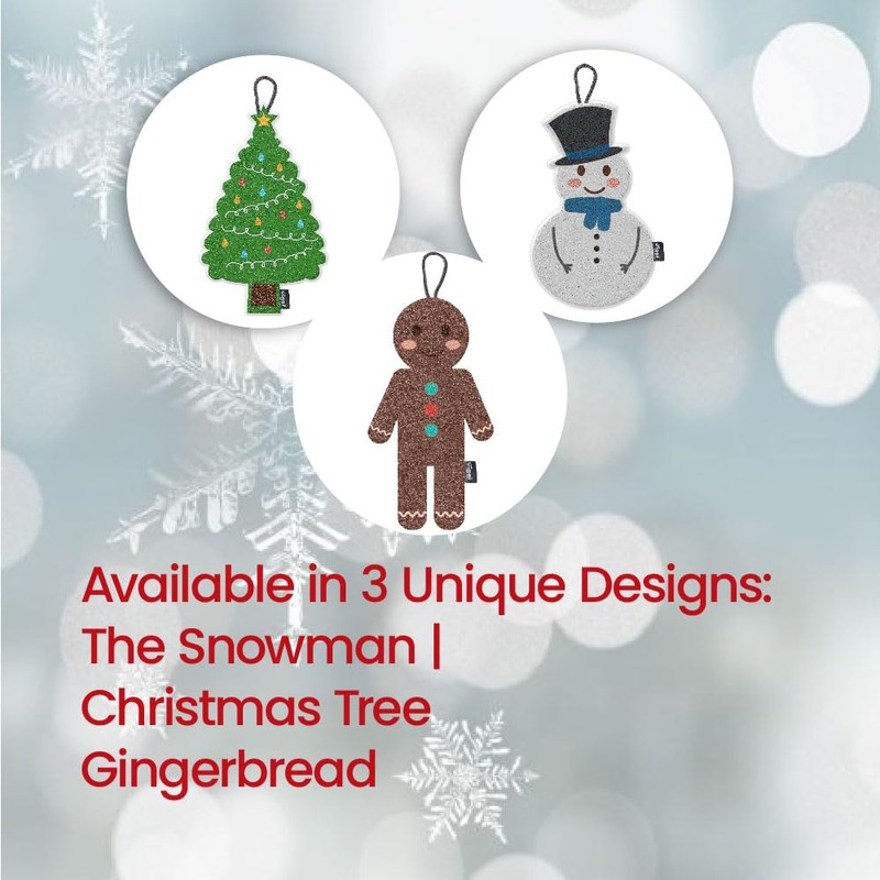Vigar Gingerbread Man Scrubber Sponge – 3 Pack, Seasonal Design,