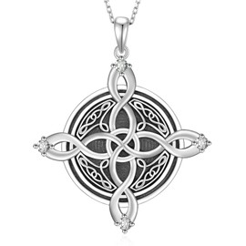 SVODEA Witches Knot Necklace 925 Sterling Silver Witch Knot Pendant Necklace Wiccan Jewelry Gifts for Women