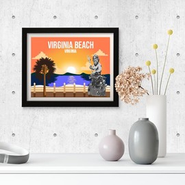 Designs ByLITA Virginia Beach Virginia, 5 x 7 Wall Print (Unframed) | Multiple Frame Options | Stylish Retro Famous US Beach Art