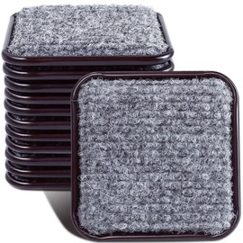 1 3/4" Square Carpet Bottom Furniture Caster Cups, Reusable Furniture Sliders for Hardwood Floors, Felt Furniture Pads Coasters to Protect Tile or Laminate Floors from Scratches, Brown/Gray (24 Pack)