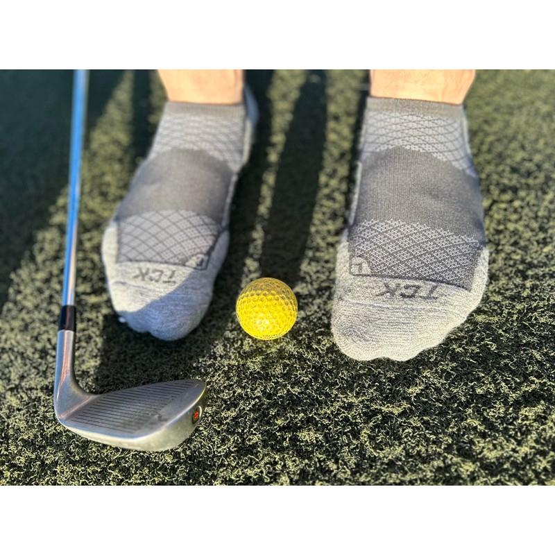 No Show Golf Socks with Heel Tab Super Soft (White/Grey,