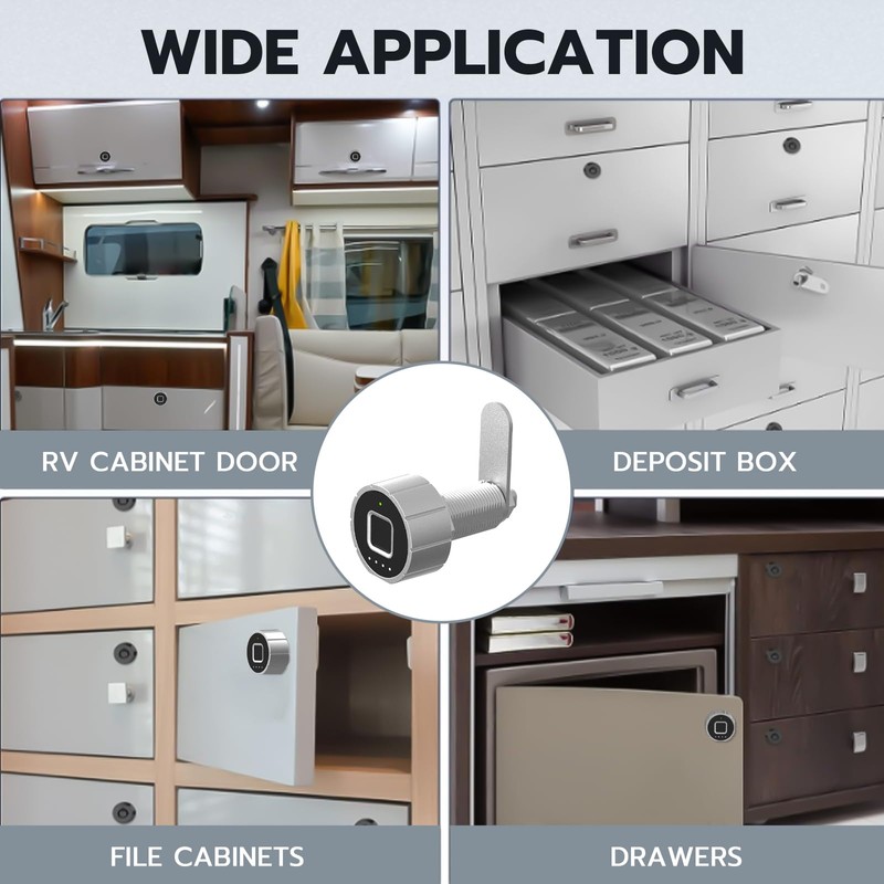 Pothunder Smart Cabinet Lock, 1 1/8" (30mm) Long Cabinet Cam