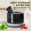 Black Marble Mortar and Pestle Set，Stone Spice Grinder, Reversible Mortar