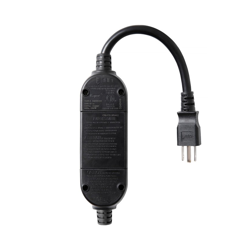 Kaper GFCI Inline Plug Replacement Assembly 3 Prong ,Auto-Monitor,Auto Reset,