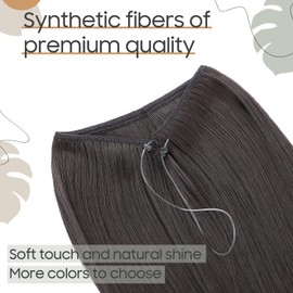 20 Inches Straight Hair Extensions Secret Headband No Clip Easy Invisible Crown Wire in Hair Extensions Hairpiece for Women Dark brown