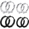 JEYORZY 4 Pairs Stainless Steel Stud Earrings Set, Men's Hoop