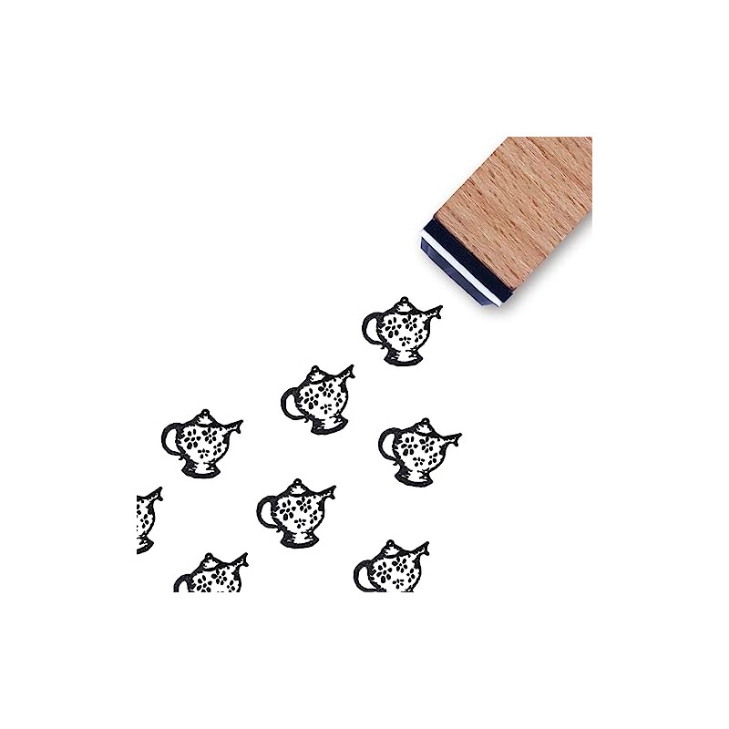 Teapot Rubber Stamp, 3/5 Inch Small Mini Tea Stamp for