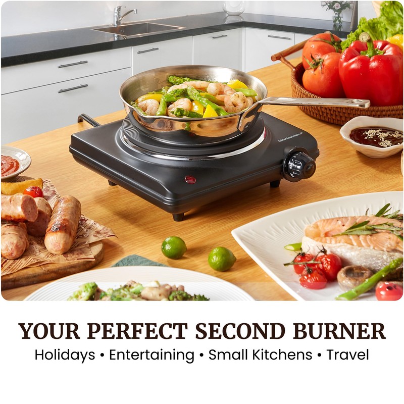 Elite Gourmet Electric Burner, 1000W Cast Iron Hot Plate, 7