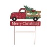 Glitzhome Rustic Wooden Metal Christmas Truck Yard Stake Lawn Garden