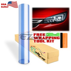 EZAUTO WRAP Free Tool Kit 12"x24" (1FT x 2FT) Glossy Xenon Light Blue Headlight Taillight Fog Light Side Marker Vinyl Tint Film Self Adhesive